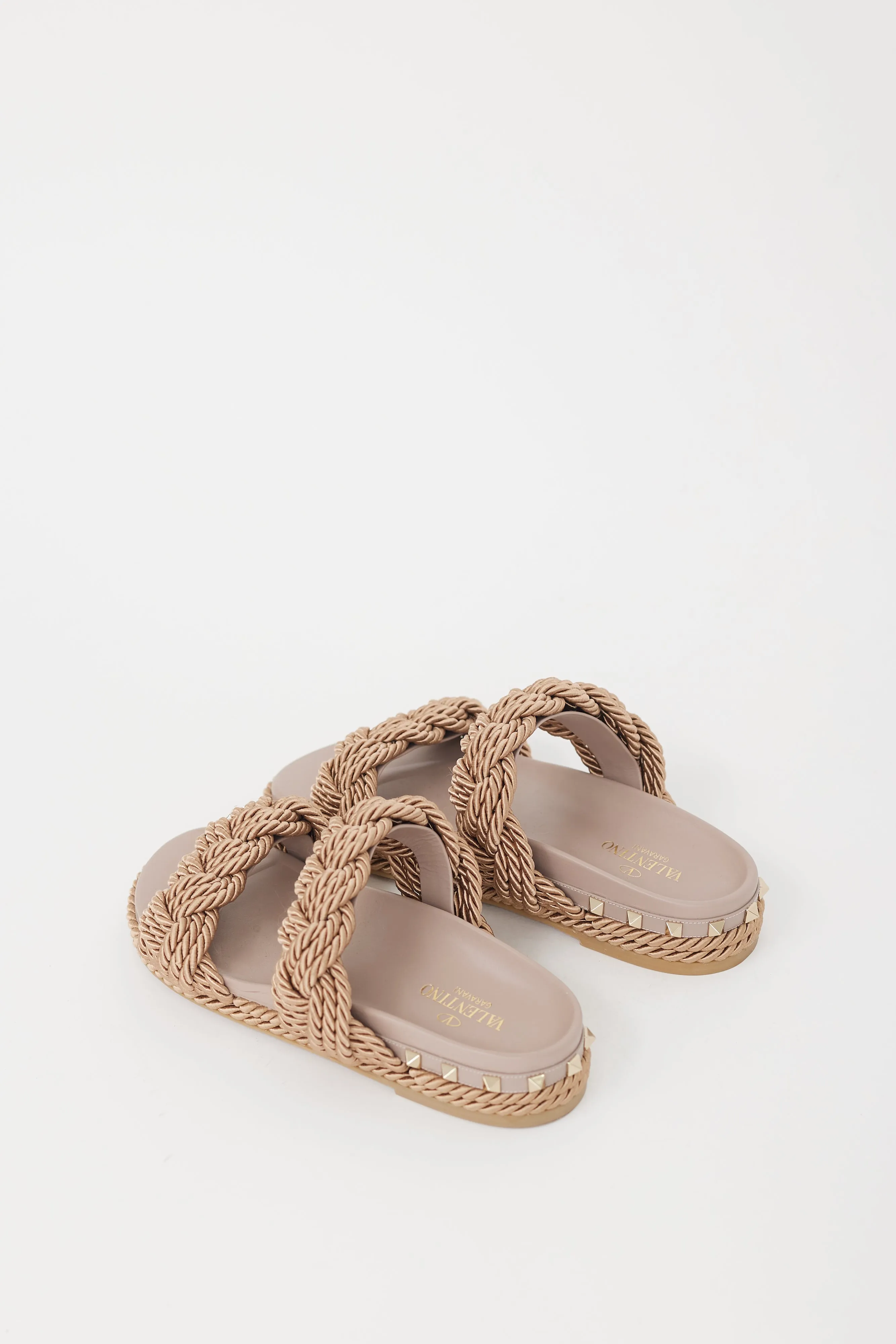 Beige Rope Rockstud Torchon  Sandal