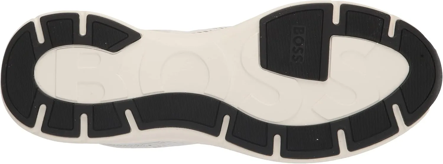 BOSS Men's Running Style Mix Materal Sneakers with Embossed Logo