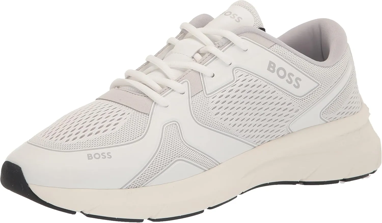 BOSS Men's Running Style Mix Materal Sneakers with Embossed Logo