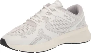 BOSS Men's Running Style Mix Materal Sneakers with Embossed Logo