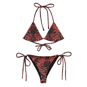 Dark Bloom - Red and Black Floral Eco String Bikini