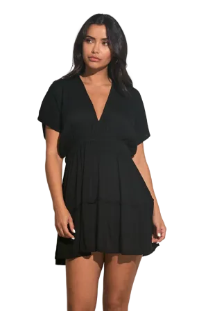 Elan Ruffle Bottom Mini Dress - Black