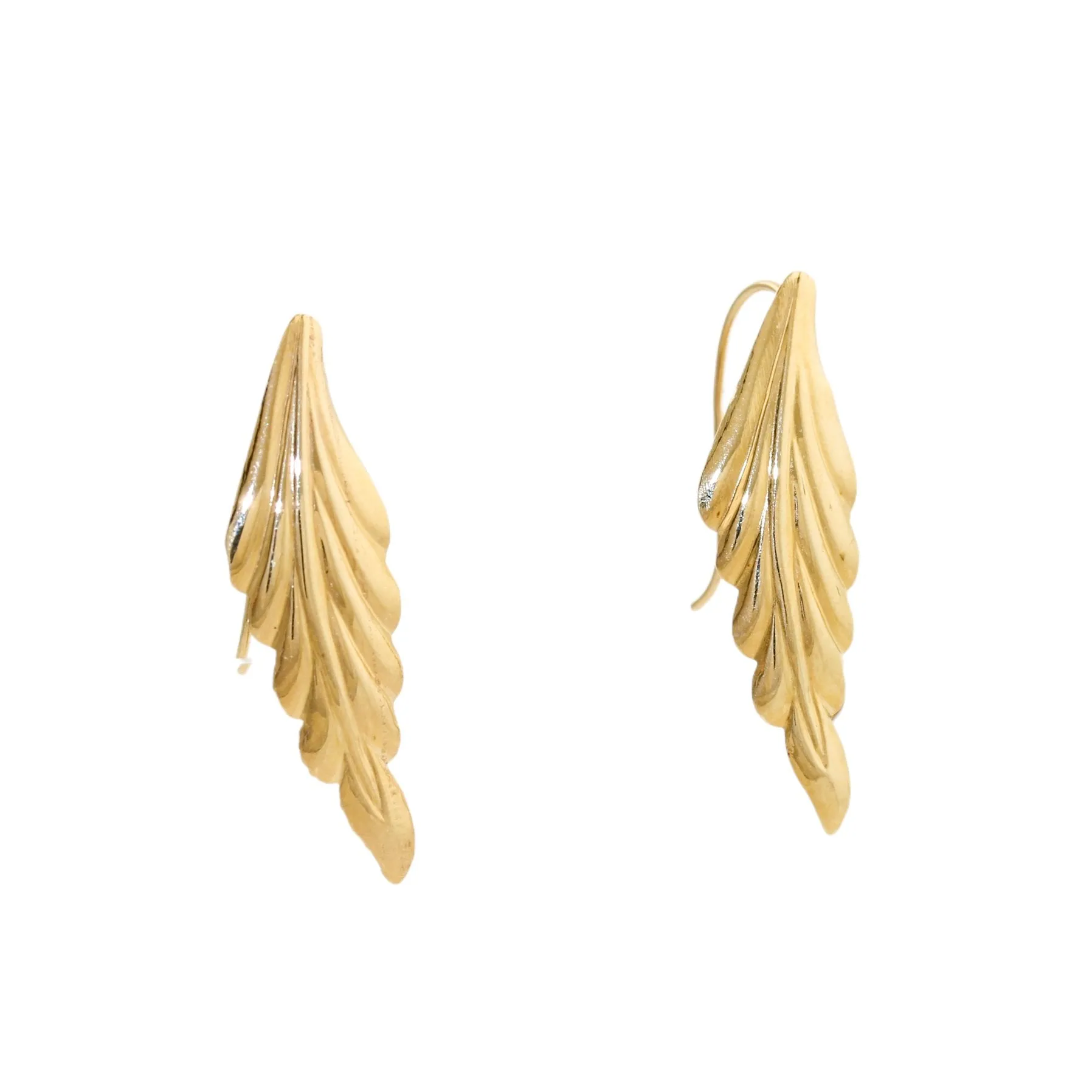Elegant 14k Gold x Leaf Earrings