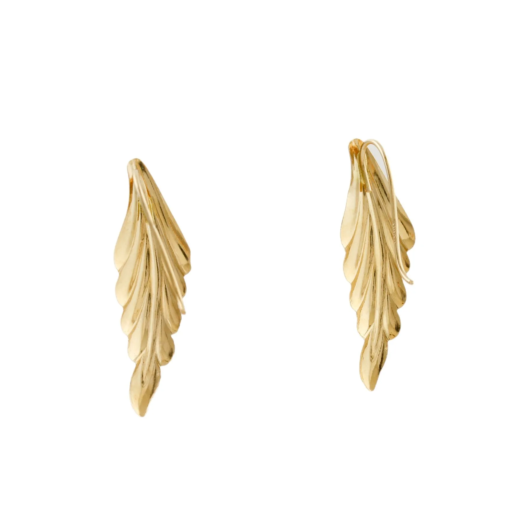 Elegant 14k Gold x Leaf Earrings