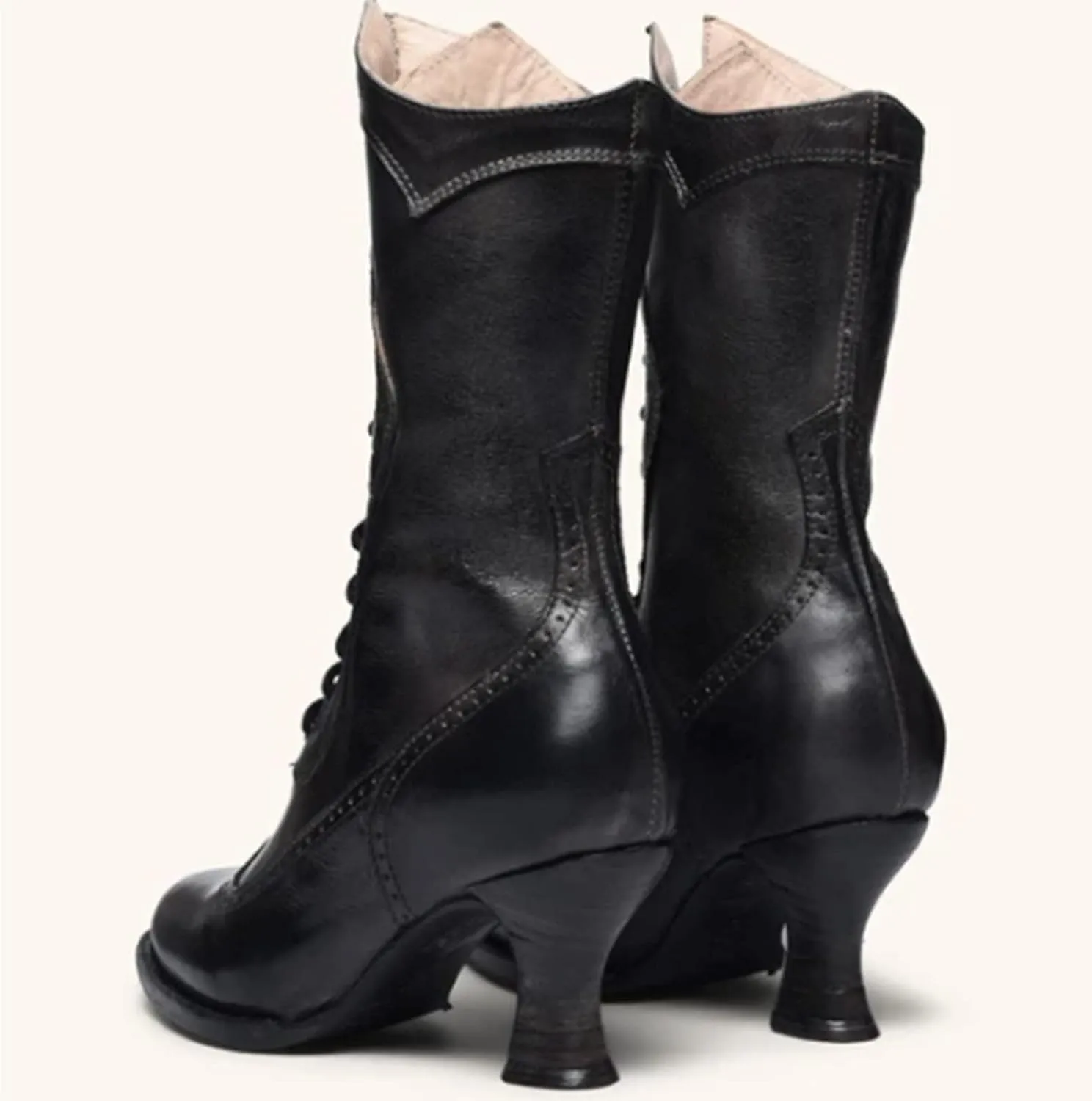Erocalli Women Wedding Bridal Boots Victorian Boots Renaissance Boots Goth Witch Stuff Boots Lace Up Satin Lace Mid Calf Boot Tango Latin Ballroom Dance Evening Wedding Shoes