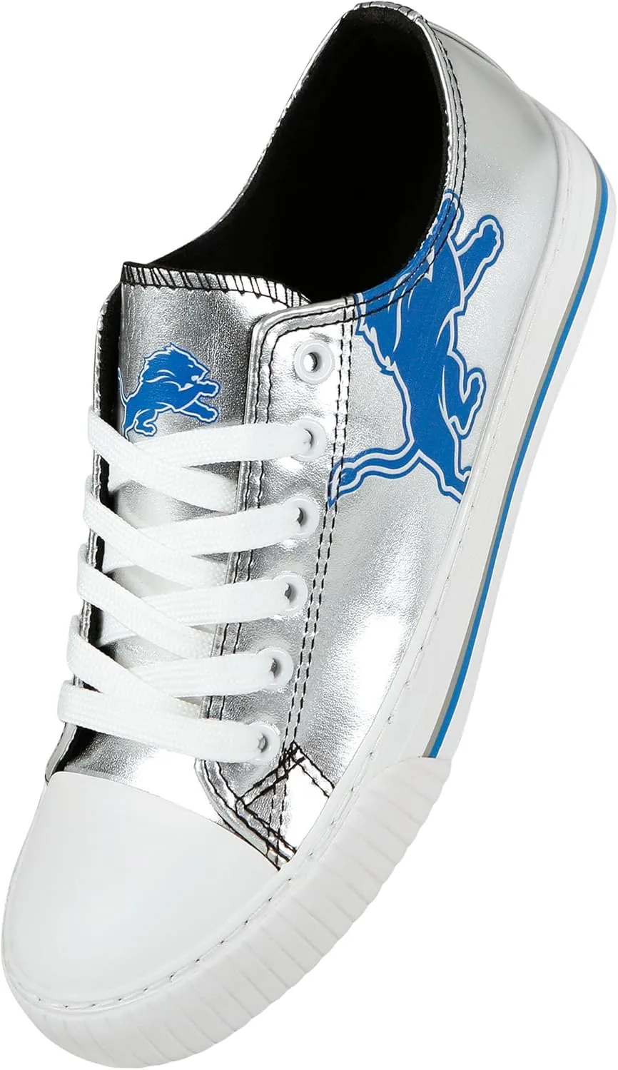 FOCO Women's NFL Team Logo Metallic Ladies Fashion Low Top Canvas Sneakers Shoes