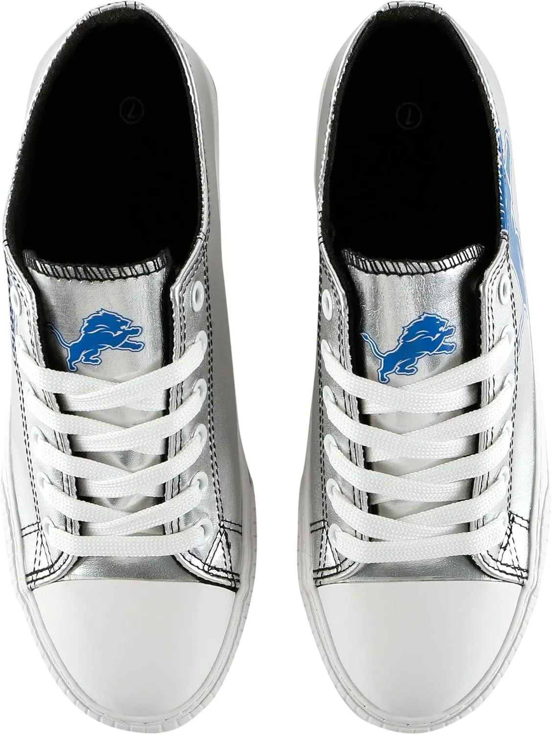 FOCO Women's NFL Team Logo Metallic Ladies Fashion Low Top Canvas Sneakers Shoes