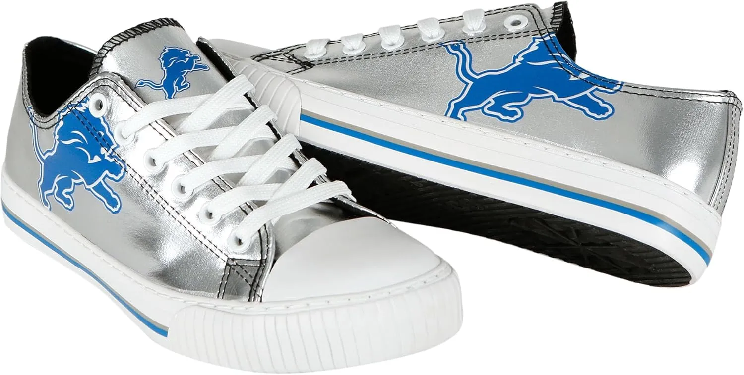 FOCO Women's NFL Team Logo Metallic Ladies Fashion Low Top Canvas Sneakers Shoes
