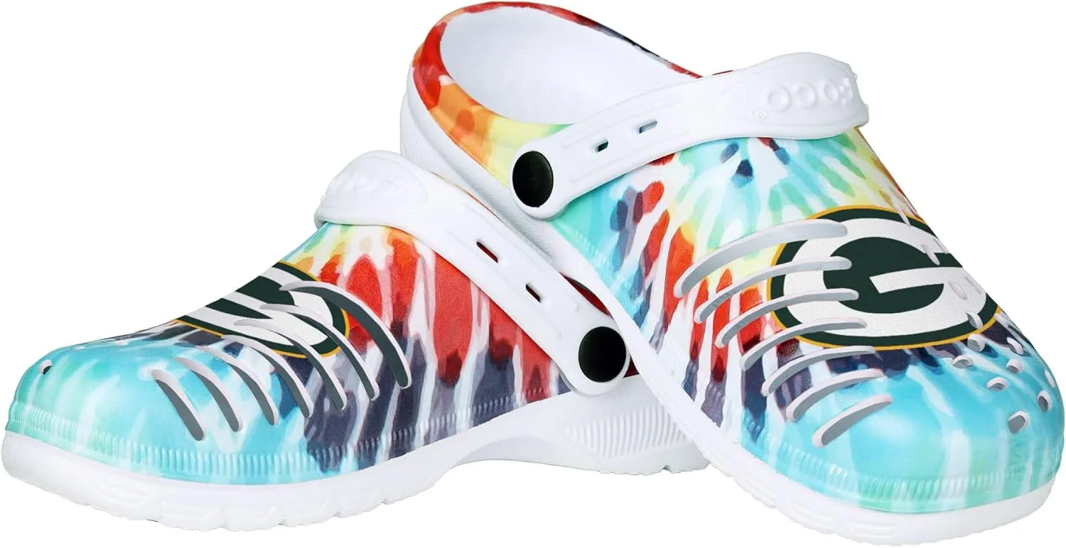 FOCO Women's NFL Team Logo Tie-dye Garden Water Sandals Shoes Slipper Clogs with Strap