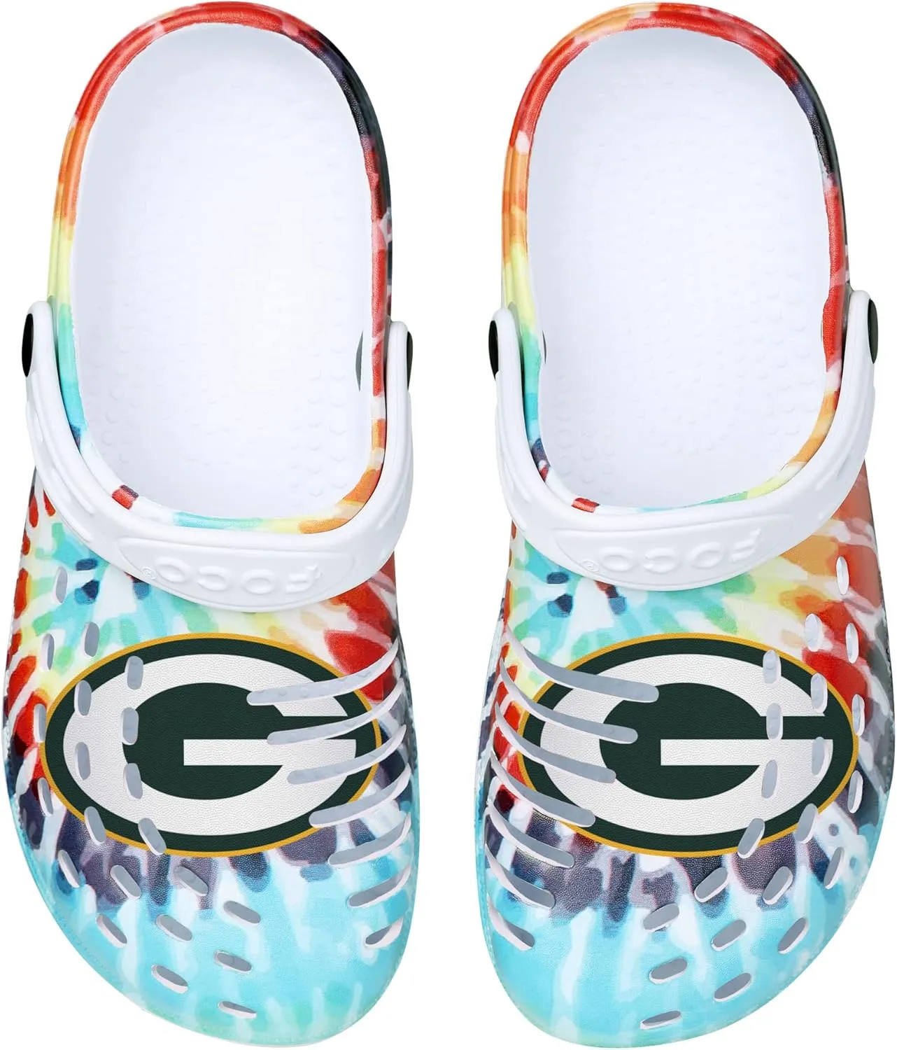 FOCO Women's NFL Team Logo Tie-dye Garden Water Sandals Shoes Slipper Clogs with Strap