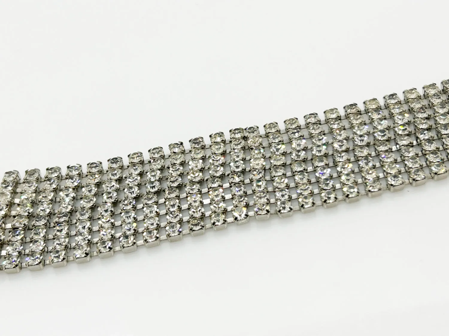 Glimmering and Glittering Eight Row Vintage Rhinestone Bracelet