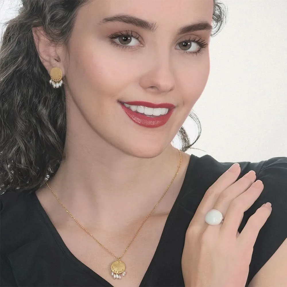 Handmade Gold Plated Silver Stud Earrings With Freshwater Pearls