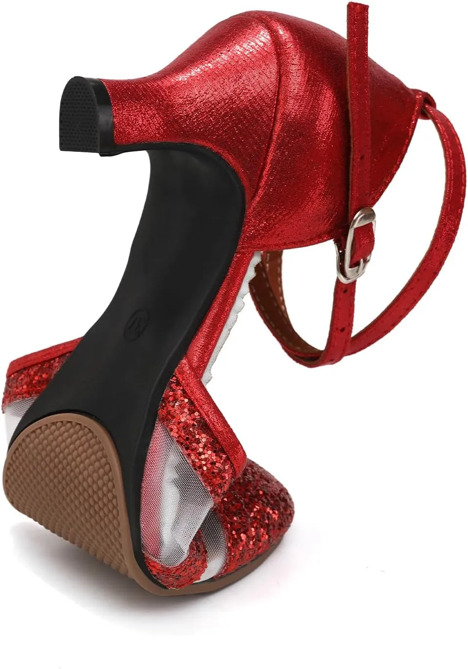 HIPPOSEUS Women Sequins Ballroom Dance Shoes Closed Toe Latin Salsa Character Dancing Shoes Ankle Strap,Model 122