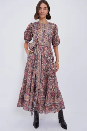 Matera Navy Puff Sleeve Maxi Dress