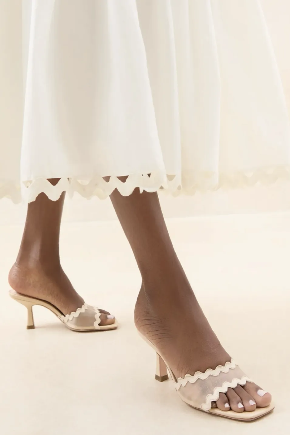 Milena Scalloped Mesh Mule