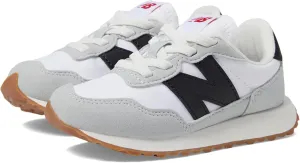 New Balance Kids 237 Bungee Sneaker, WHITE/BLACK, 2.5 M Little Kid (4-8 Years)