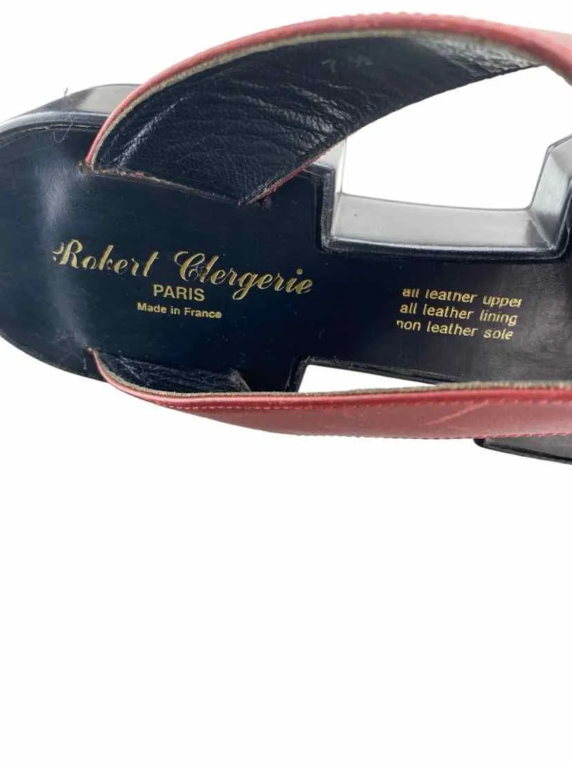 Robert Clergerie Women's Criss Cross Slide Sandal Red Size 7.5 (runs 1 sz small)