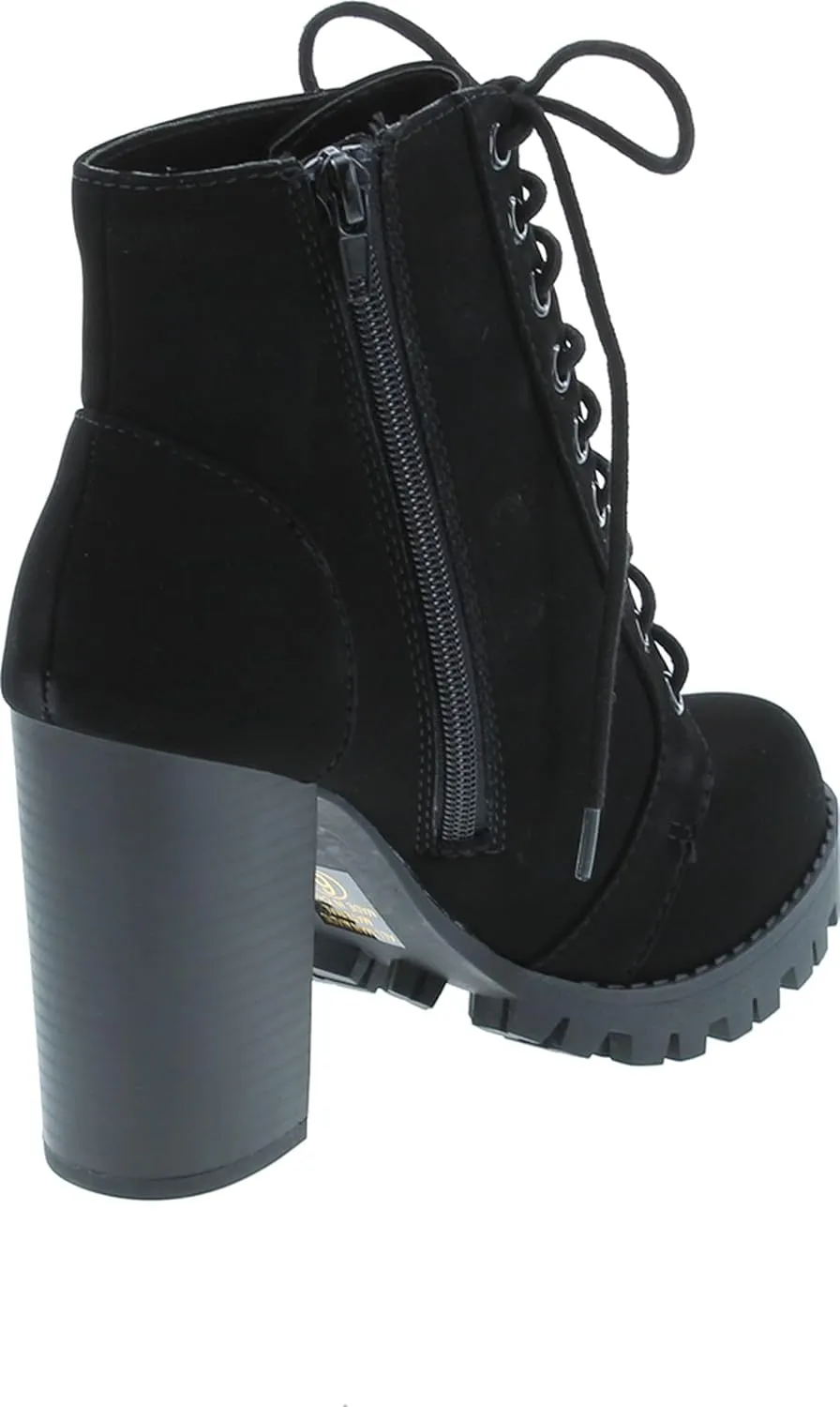 Soda Chalet  Fashion Lace up Military Inspired Ankle Boot with Stacked Heel and Side Zipper