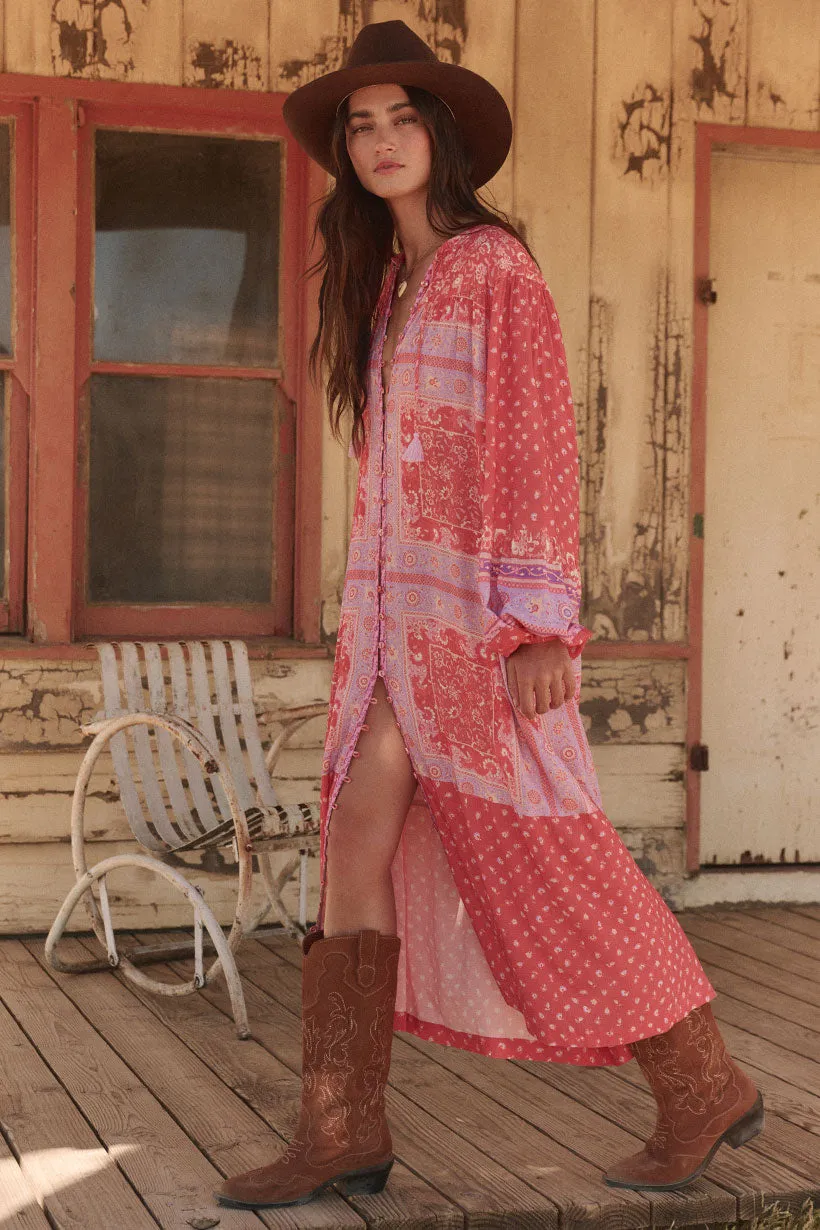Spell Sunshine Bandit Button Though Dress - Cayenne