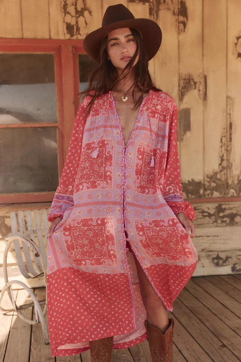 Spell Sunshine Bandit Button Though Dress - Cayenne