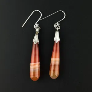Sterling Silver Banded Agate Drop Earrings