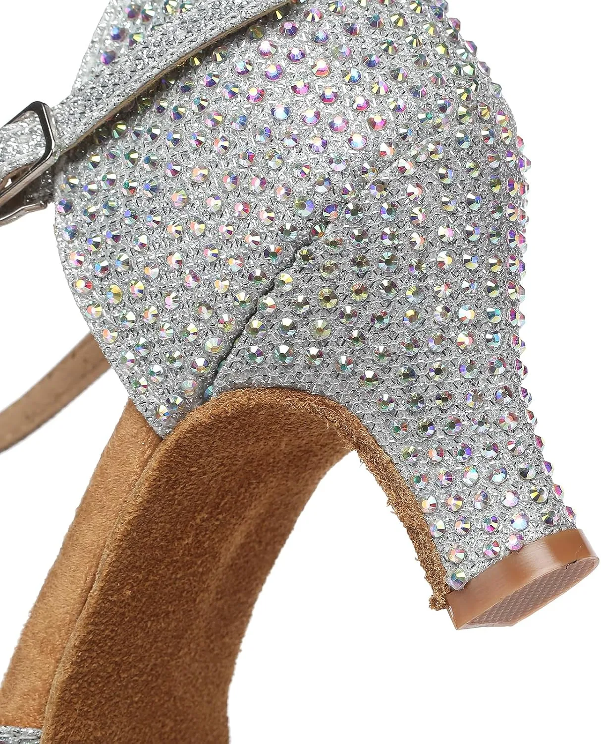 SWDZM Rhinestone Ballroom Dance Shoes Women T Strap Latin Dance Shoes High Heel