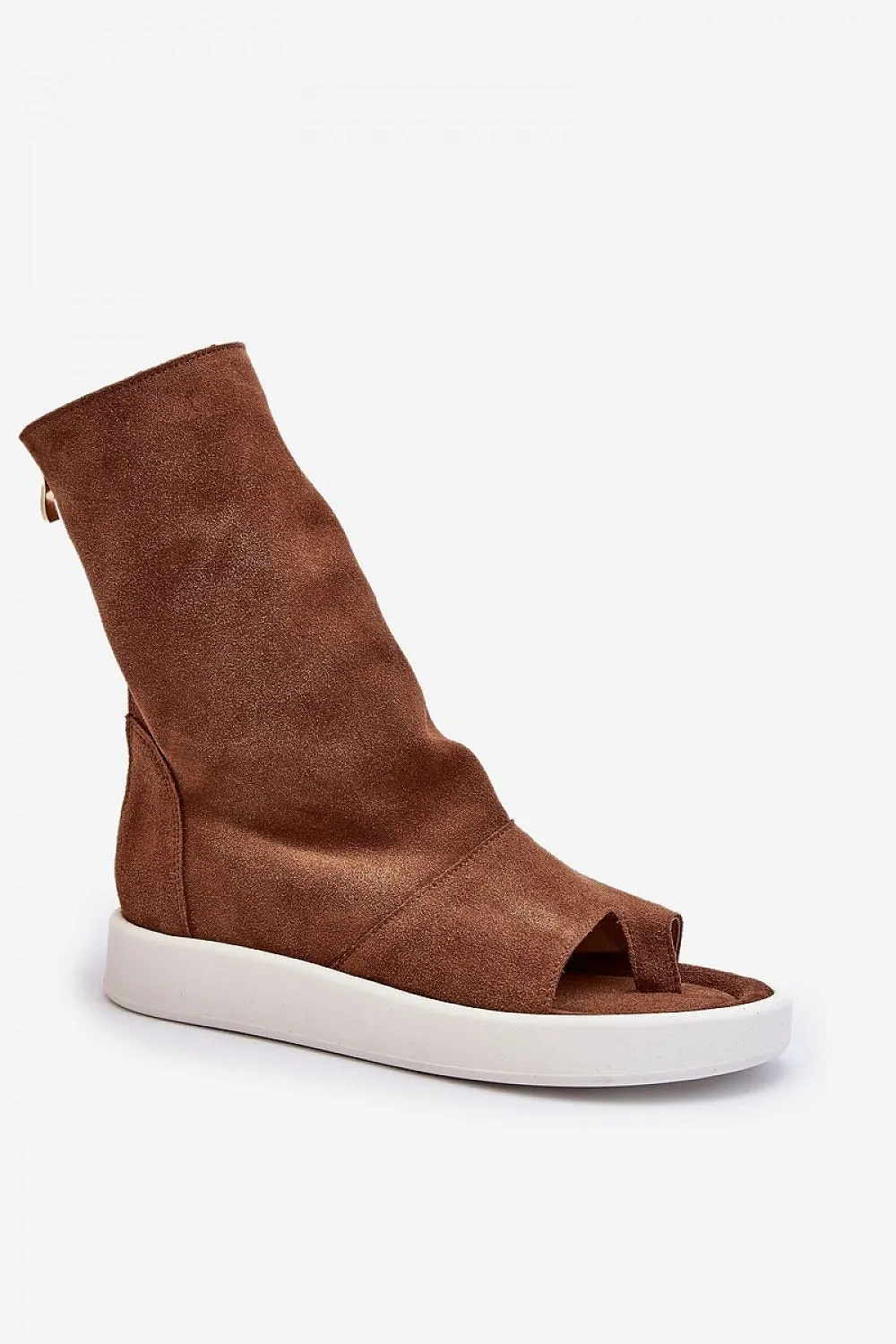 TEEK - Brown Natural Leather Flat Boot Sandals