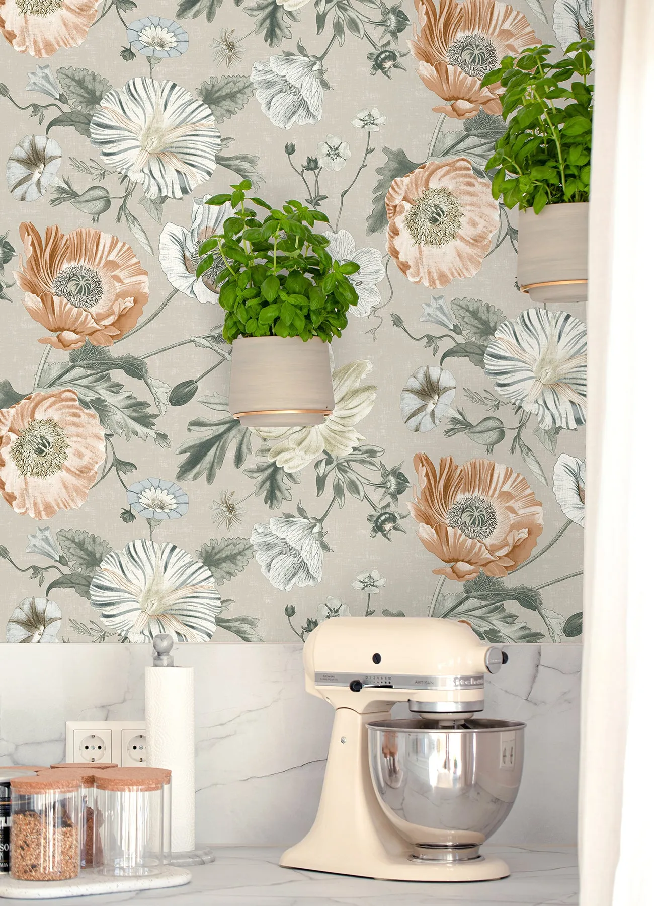 Vintage Poppy Peel & Stick Wallpaper