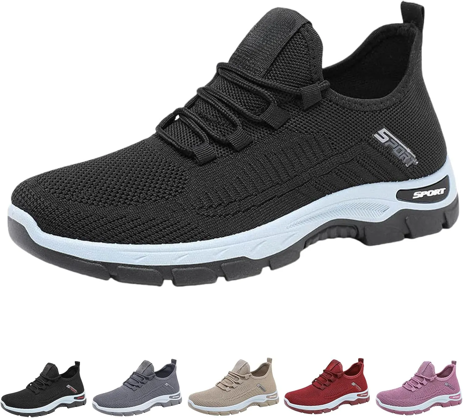 Womens Slip On Walking Shoes Mens Wide Toe Box Shoes Comfort Lightweight Breathable Sock Shoe Non-Slip Mesh Casual Fashion Tennis Running Sneakers for Gym Travel Work Shopping Unisex